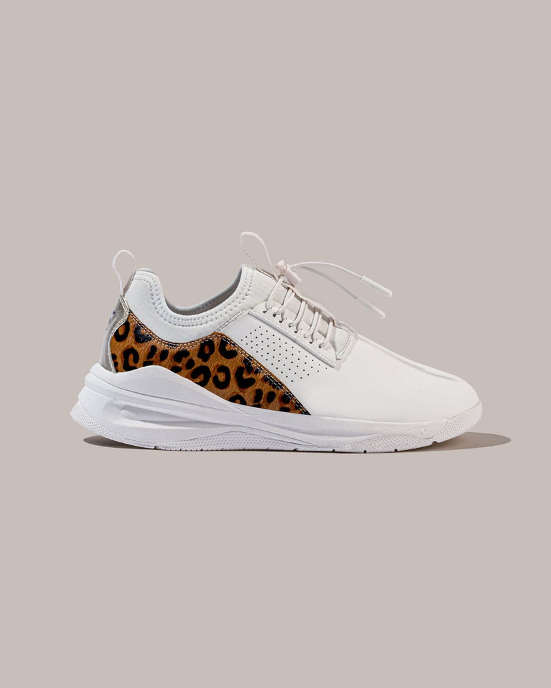 White Abstract Print Mesh Sneakers